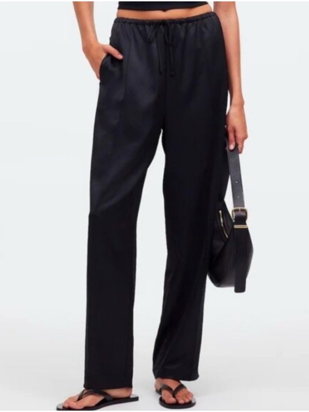 Madewell Black Drawstring Wide-Leg Pants